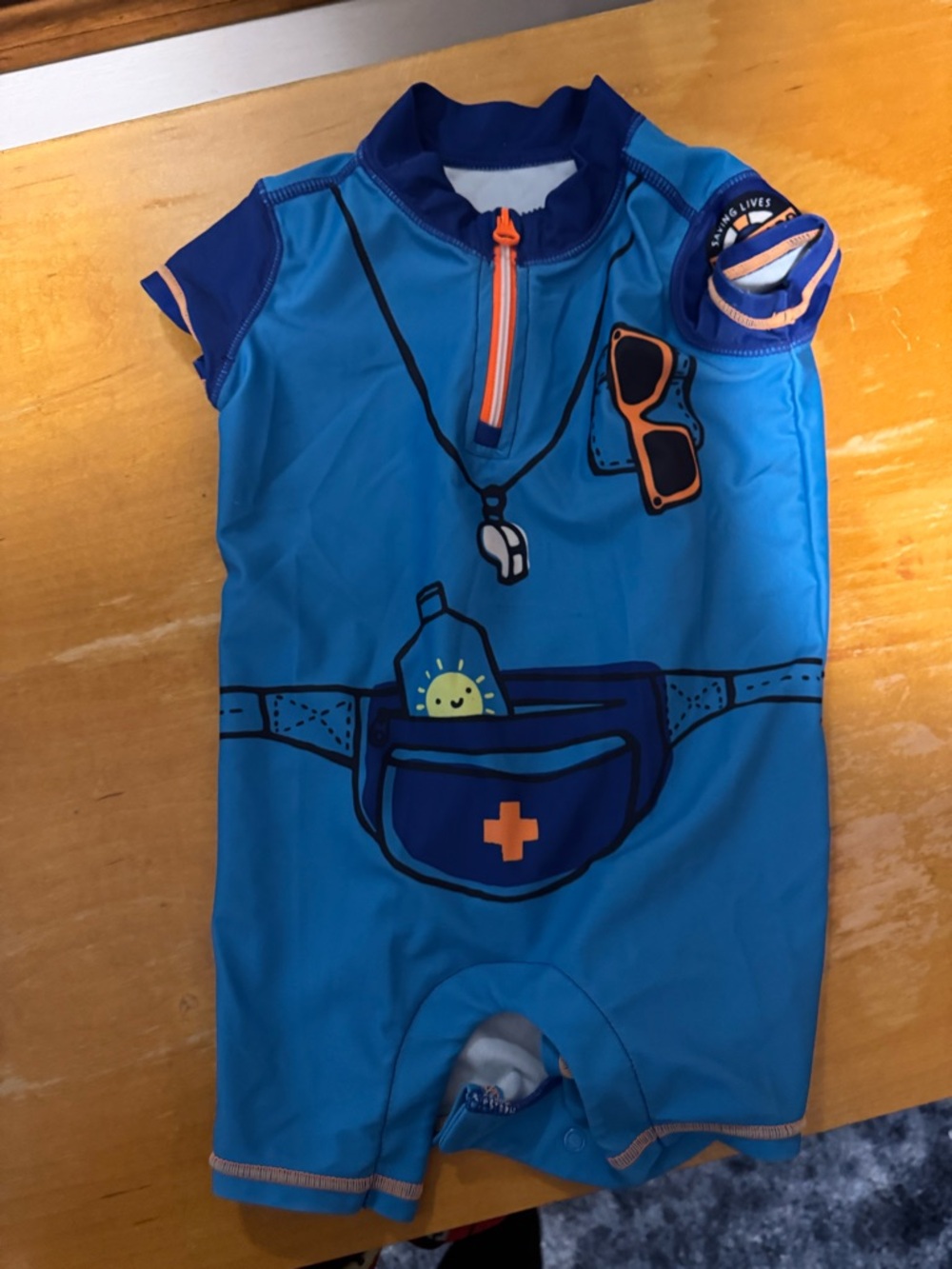 GAP lifeguard Blue Kids Swim Romper size 0-6m